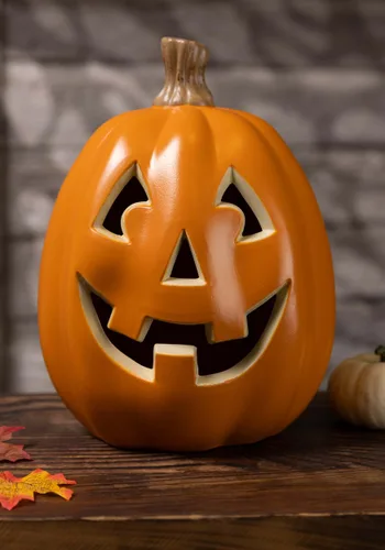 Vista 2 de Decoración de Calabaza Sonriente de 12 Pulgadas con Luz Multicolor