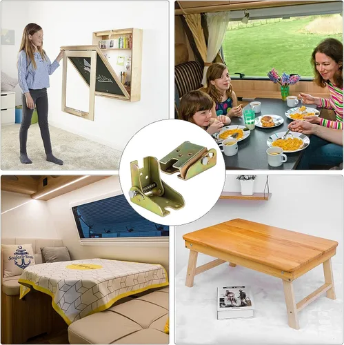 Vista 7 de 4 piezas de soporte plegable, accesorios de patas de bisagra de autobloqueo, utilizados para cama multifuncional con bisagras, mesa plegable