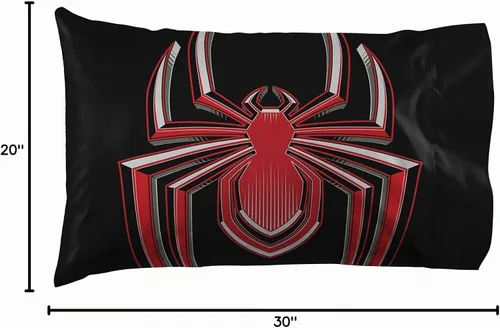 Vista 5 de Jay Franco Marvel Miles Morales Gamerverse Be Greater 1 funda de almohada reversible individual – Ropa de cama infantil súper suave de doble cara