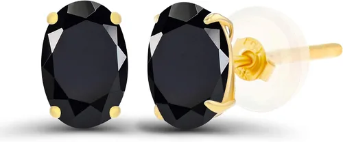 Vista 18 de Aretes ovalados de plata de ley 925 maciza chapados en oro de 0.236 x 0.157 pulgadas con piedra natal genuina para mujer Aretes de tuerca Amatista
