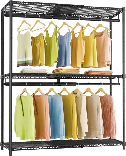 Vista 11 de VIPEK X1 - Perchero de ropa expandible resistente, ajustable de 2' a 3'5", con estantes ajustables y varillas para colgar, perchero de metal