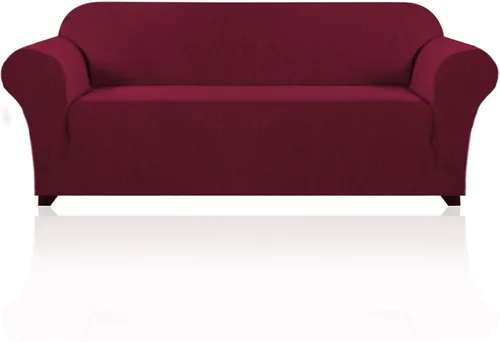 Vista 90 de PrinceDeco Funda elástica para sofá de 3 cojines, funda de sofá de tela jacquard de elastano de 1 pieza, funda universal antideslizante, protector
