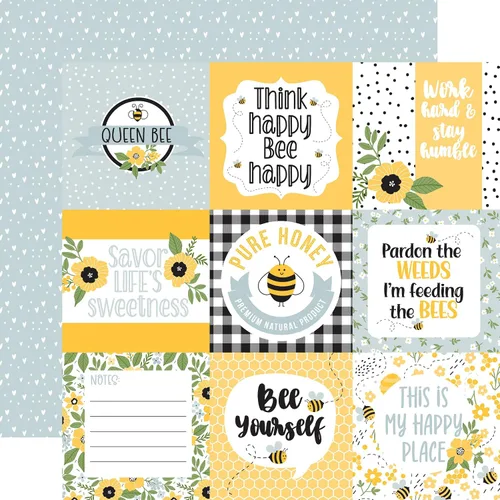 Vista 8 de Honey Bee - Papel de recortes de 12 x 12 pulgadas, papel de cartulina decorativo con flores, abejorro, diseño de naturaleza, juego de 5 papeles
