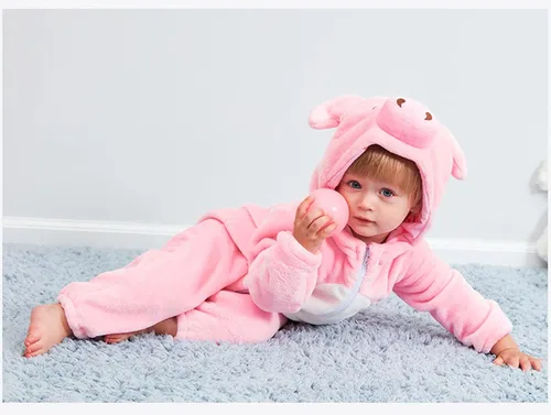 Vista 107 de Mameluco unisex de franela para bebé, disfraz de animal con capucha de dibujos animados