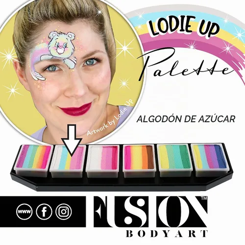 Vista 7 de Fusion Body Art - Paleta de pintura facial Lodie Up Lindo arcoíris pastel