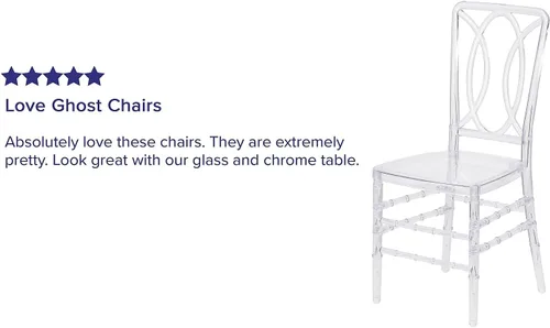 Vista 4 de Flash Furniture Flash Elegance - Silla apilable de cristal con respaldo de diseñador, silla para eventos, resistente a los rayos UV UV Resistant