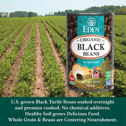 Vista 3 de Frijoles orgánicos negros Eden, sin sal añadida, latas de 15 onzas (paquete de 12)