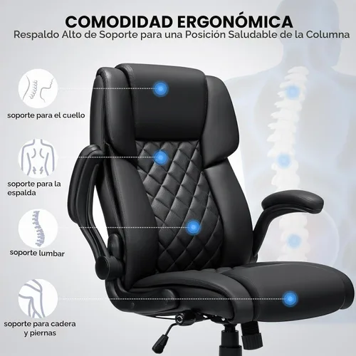Vista 7 de Silla de oficina grande y alta de 450 libras, silla de escritorio ejecutiva Negro