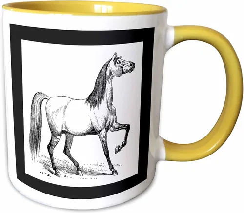 Vista 14 de 3dRose Vintage Horse Sketch - Taza negra de dos tonos (11 oz)