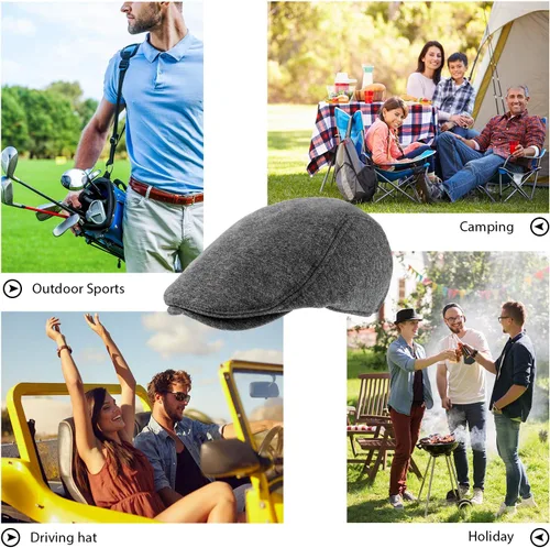 Vista 4 de SATINIOR 4 sombreros de Newsboy para hombre, gorras planas, sombrero irlandés, gorra de caza de taxista