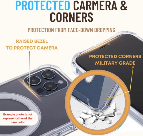 Vista 7 de Aporia - iPhone 12 Pro - Funda MagSafe transparente con cadena cruzada Gancho integrado y correa de hombro negra y dorada Compatible con carga