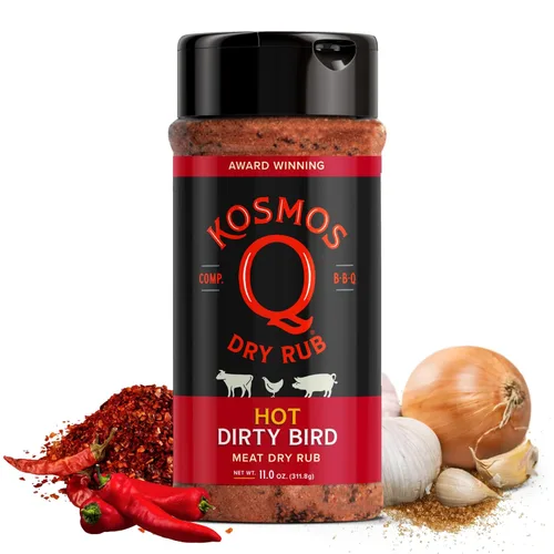Vista 21 de Kosmos Q Funda de vaca Hot BBQ Rub, regalo del día del padre, condimento picante de bistec y pechuga con chile, ajo, cebolla, pimentón y humo