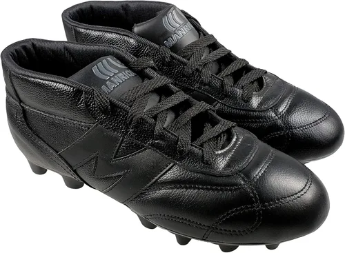 Vista 6 de Manriquez Zapatillas de Fútbol Botas Vintage Total Negro Cuero Genuino Adulto