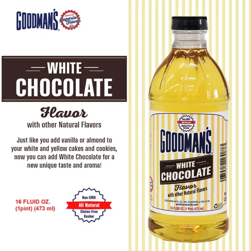Vista 3 de Goodman's Sabor a chocolate blanco, sin gluten, sin OMG, kosher, para recetas cetogénicas y a base de plantas, ideal para pasteles, galletas