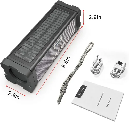 Vista 8 de Altavoz solar Bluetooth, IPX7, impermeable, portátil, de 20 W, con 27 luces LED, batería de 5000 mAh, micrófono, tarjeta TF, para ducha al aire