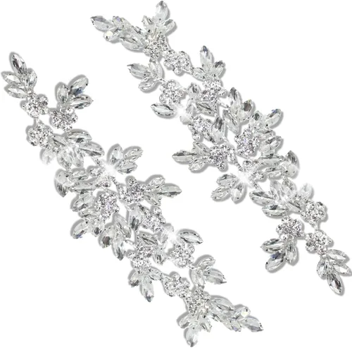 Vista 13 de PEARLY JUN Parches de apliques de cristal con diamantes de imitación para bricolaje, con cuentas, ropa de costura para cinturón de boda, vestidos