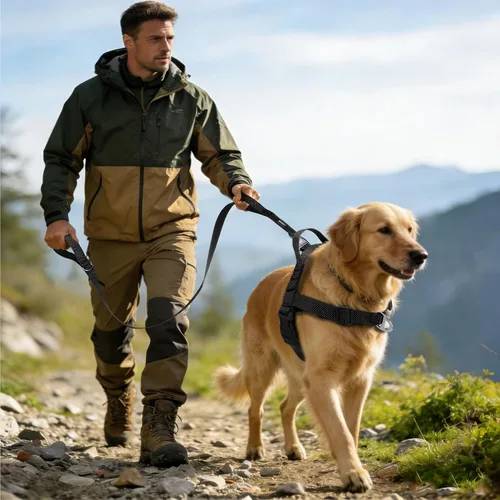 Vista 7 de Annchwool Arnés para perro sin tirones con clip frontal y asa de fácil control, arnés ajustable para el vientre y el pecho y correa para perros