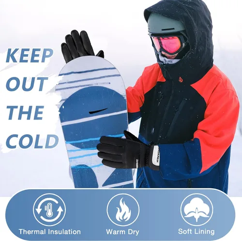 Vista 6 de Zando Guantes de esquí, guantes de invierno, guantes de nieve para clima frío, guantes de snowboard, guantes térmicos impermeables para pantalla