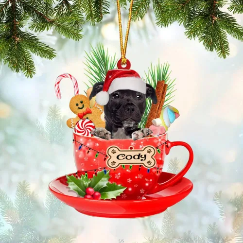 Vista 84 de NAZENTI Adorno personalizado de Alaskan Malamute en taza roja, adorno de Navidad personalizado para perros amantes de las mascotas, colgante