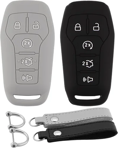 Vista 30 de Funda para Llavero de Silicona para Auto Compatible con Ford F150 Explorer Mustang Edge, para Lincoln MKZ MKX MKC con 5 Botones, Protector Completo