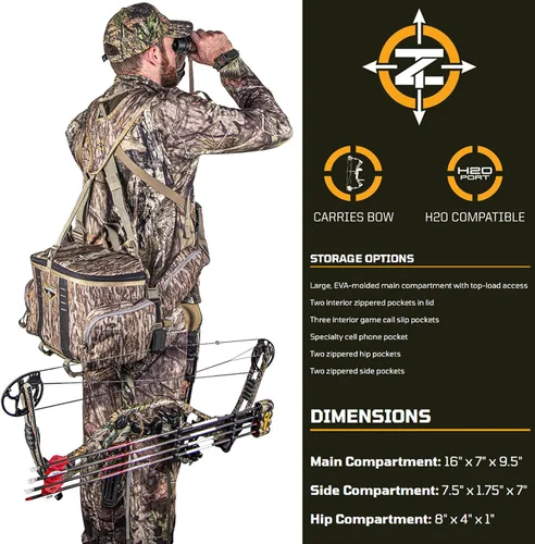 Vista 4 de TENZING Paquete lumbar unisex para adultos, Mossy Oak Bottomland Paquete de caza ajustable duradero compatible con H2O con 5 compartimentos, 5