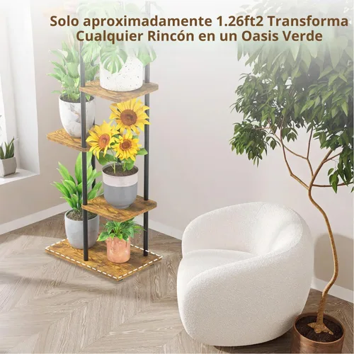 Vista 5 de LASZOLA Soporte Negro de Madera de 5 Niveles para Plantas de Interior para Macetas Más Grandes de Servicio Pesado, Estantes Verticales Resistentes