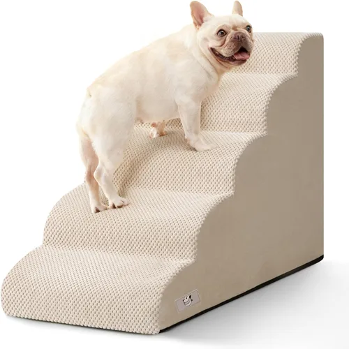 Vista 10 de Dog Steps for Bed and Couch, Pet Stairs for Small Dogs and Cats, Khaki Caqui
