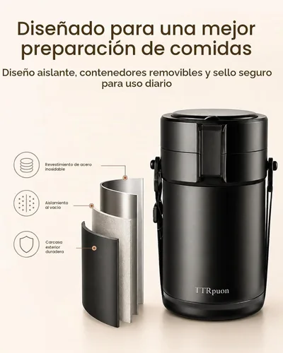 Vista 5 de Tarro térmico de alimentos para adultos de 82 onzas para comida caliente, contenedores de alimentos apilables aislados de boca ancha bento/alimentos