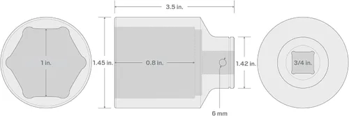 Vista 5 de TEKTON Unidad de 3/4 pulgadas x 1 pulgada de profundidad de 6 puntos de enchufe SHD33025