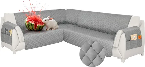 Vista 54 de Fundas para sofá modular, impermeables, 6 piezas, fundas de sofá en forma de L, lavables, antideslizantes, fundas para sofá seccional, suaves