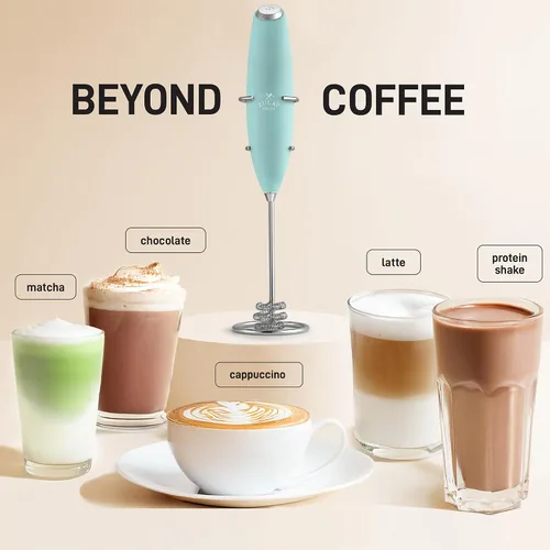 Vista 522 de Zulay Milk Boss Espumador de leche potente manual, hace espuma para latte, batidor para mezclar bebidas, café, miniespumador para capuchino, frappé