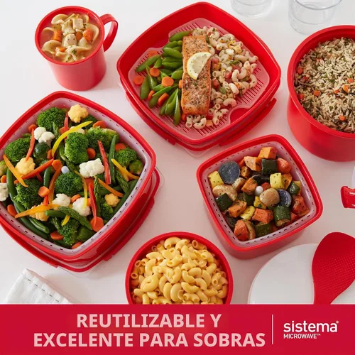 Vista 5 de Taper Sistema para arroz, microondas, cocina, Arroz, Rojo