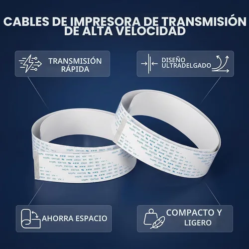 Vista 8 de Eujgoov - 2 unidades de cable plano de impresora, cable plano flexible, 2 unidades para XP600 TX800, cable de datos, cable plano grueso