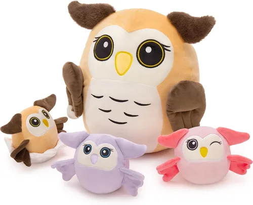 Vista 28 de MaoGoLan 4 animales de peluche de castor con tres bebés en el interior, regalo de felpa de castor gigante esponjoso de 17.7 pulgadas, divertidos
