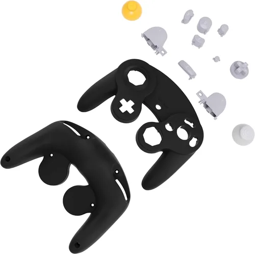Vista 3 de eXtremeRate Placa trasera negra para Nintendo Gamecube Controller, cubierta de repuesto de agarre suave al tacto con botones para controlador