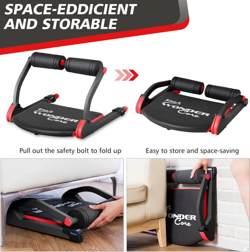 Vista 6 de Wonder Core Smart, Ab Machine, Ab Workout Equipment, Sit Up Machine & Exercise Equipment, Ab Crunch Machine for Stomach Workout, Ab Core Trainer Rojo