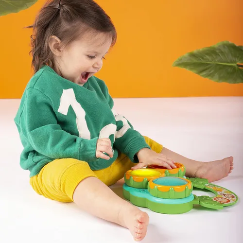 Vista 5 de Bright Starts Safari Beats - Tambor musical de juguete con luces, a partir de 3 meses, multicolor