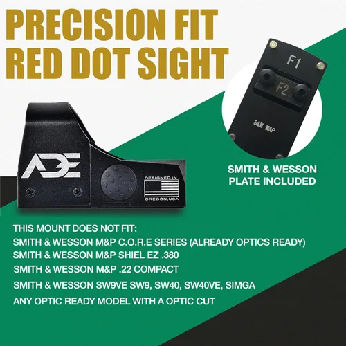 Vista 4 de ADE Advanced Optics RD3-009 5 MOA - Mira de punto rojo con placa de montaje para pistolas Smith & Wesson MP M&P, M&P 2.0, SD9VE, SD40VE + montaje