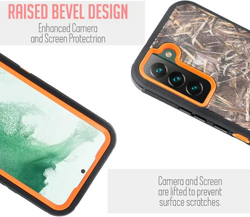 Vista 3 de Funda para Samsung Galaxy S22 de 6.1 pulgadas con funda de clip para cinturón, resistente de grado militar con soporte giratorio de 360° (camuflaje)