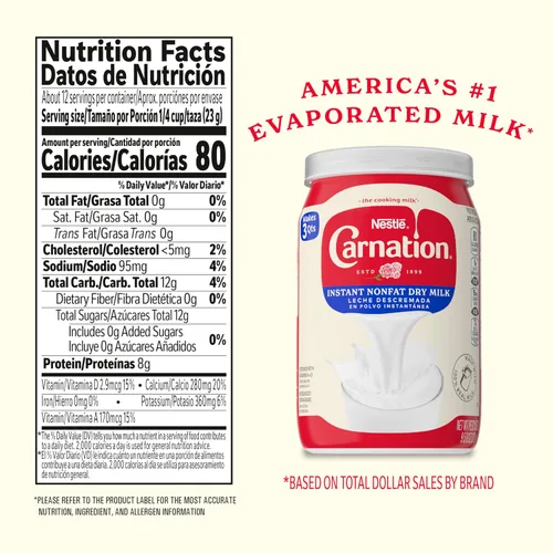 Vista 2 de Carnation Leche seca instantánea sin grasa, 6 unidades, 9.63 onzas