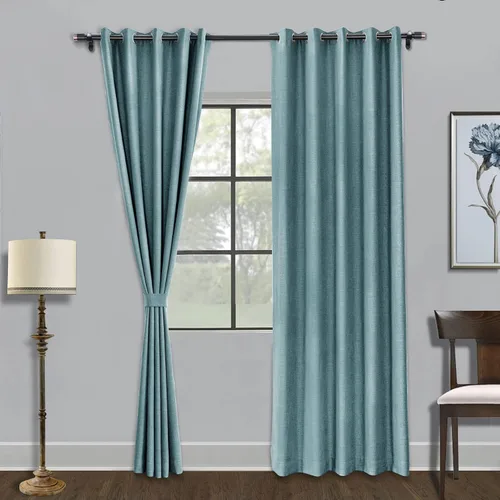 Vista 20 de Fcosie Cortinas opacas de 84 pulgadas de largo con textura de lino, con aislamiento térmico, con ojales en la parte superior con forro opaco blanco