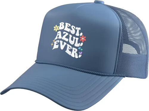 Vista 7 de Retro Groovy Best Azul Ever First Name Mother's Day Girl Trucker Hat with Adjustable Mesh Back