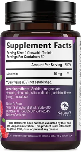Vista 9 de Suplementos de apoyo para dormir de melatonina – Melatonina de disolución rápida de 10 mg por porción para adultos – Tabletas de melatonina