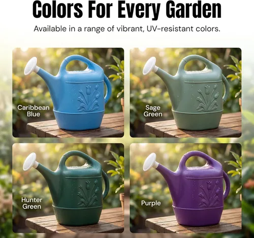Vista 6 de PMU Regadera de 2 galones - Regadera de jardín para plantas de interior y exterior - Regadera de plástico con cabezal de rociador desmontable