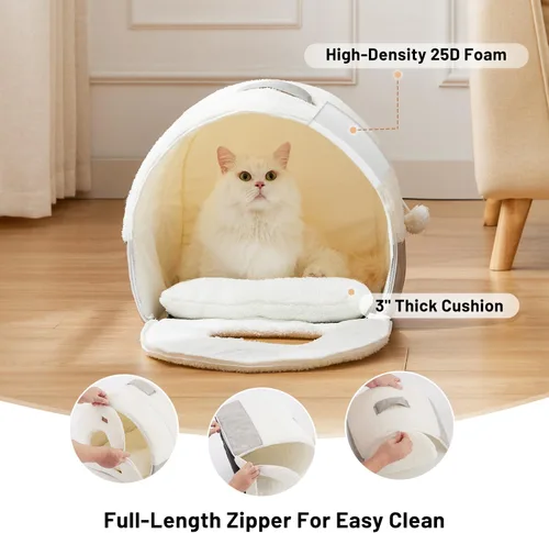 Vista 5 de ZOMISIA - Cama para gatos 2 en 1 para gatos de interior, cama cerrada
