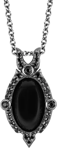 Vista 3 de Jewelili Encantado Disney Fine Jewelry - Colgante de plata de ley sobre plata de ley con diamante de 14 quilates y ónix maléfica, Metal, diamante