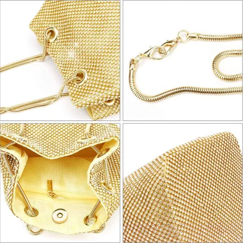 Vista 7 de Bolsa de noche para mujer, tamaño mejorado, bolsa de cubo de diamantes de imitación, bolsa de hombro brillante para fiesta, boda, cita nocturna