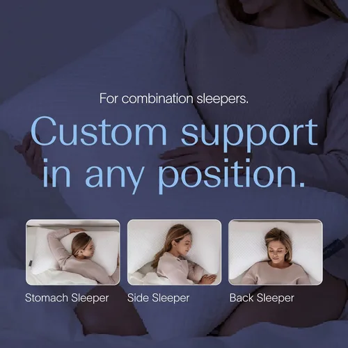 Vista 5 de DreamyBlue Almohada Luna • Loft ajustable, funda de lujo, espuma viscoelástica triturada • para dormir de espalda, de lado y de combinación •