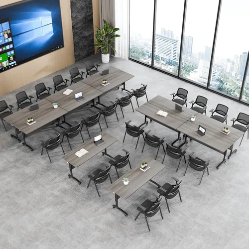 Vista 2 de Mesa de sala de conferencias, mesas de entrenamiento plegables, mesa de conferencias modular con ruedas, mesas de reuniones móviles apilables