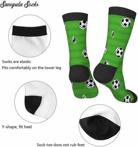 Vista 5 de Samgula Red Striped Crew Socks for Woman Size 6-8 Christmas Tree Moose Snowflake Dots Lines Girls Socks